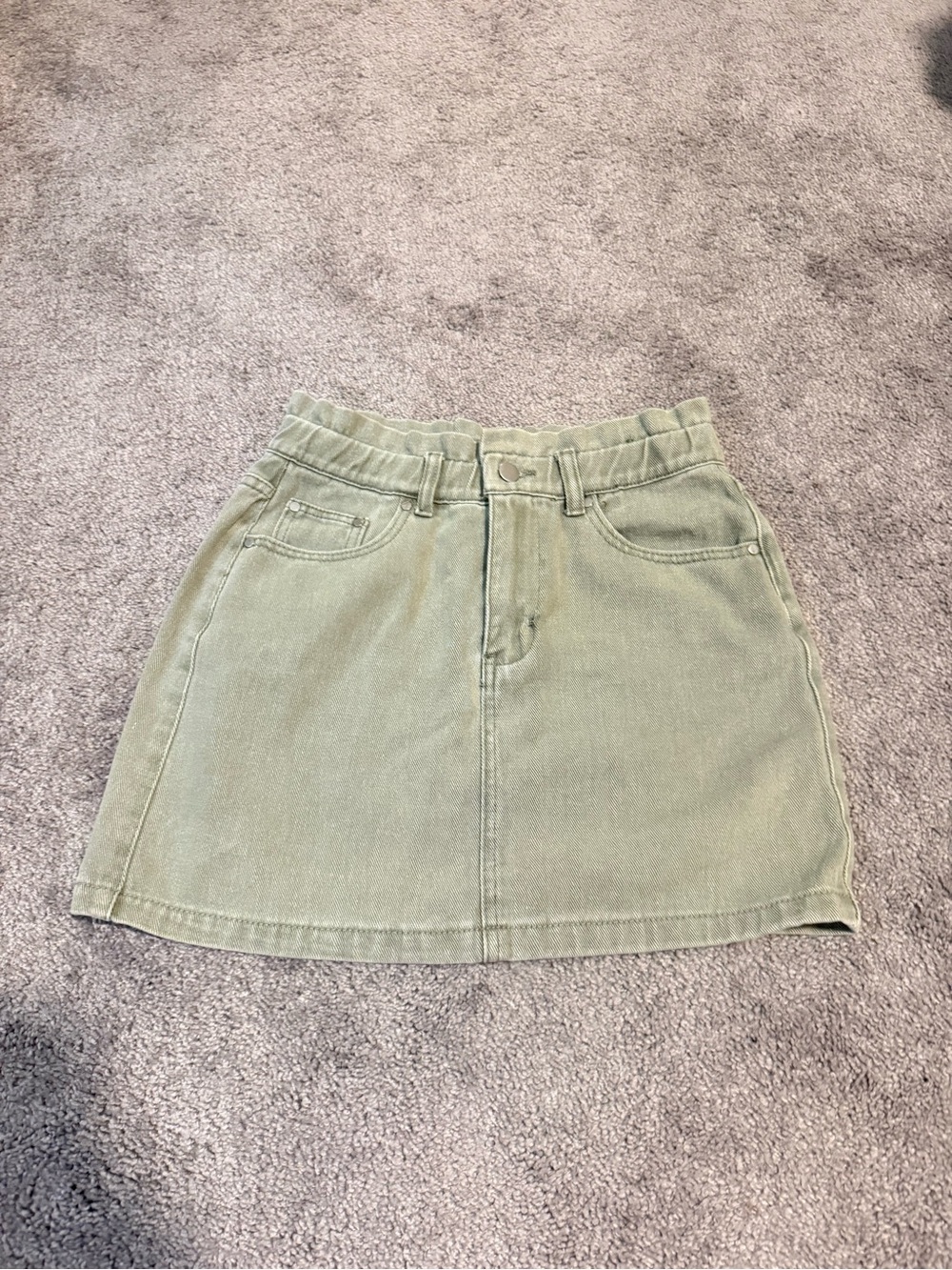 Newbury Kustom Olive Green Mini Denim Skirt